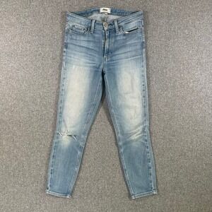 Paige Hoxton Crop Jeans Womens 27 High Rise Skinny Light Wash Blue Denim Stretch
